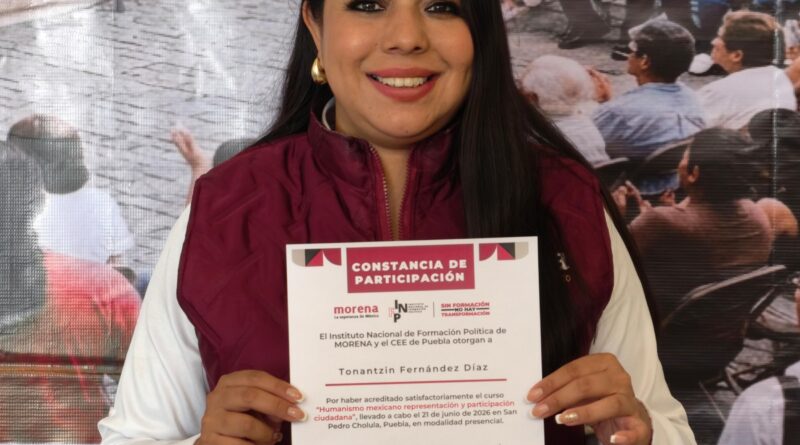 Recibe Tonantzin Fernández constancia de capacitación en materia de Humanismo Mexicano por parte de Morena
